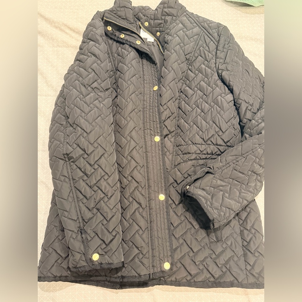 Cole Haan Black Quilted Jacket with Gold Accents
